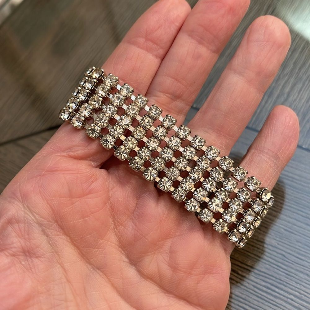Vintage Wide Rhinestone Bracelet - Picture 10 of 16